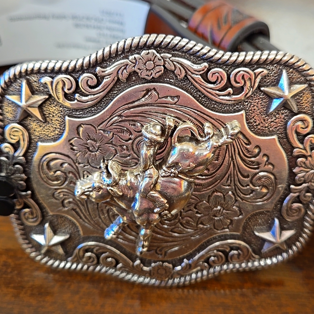 Boys Nocona Leather Belt With Buckle - NEW